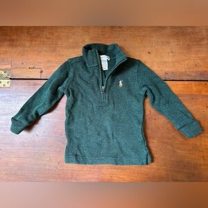 Ralph Lauren Green Quarter Zip Sweater 12M Boys - EUC